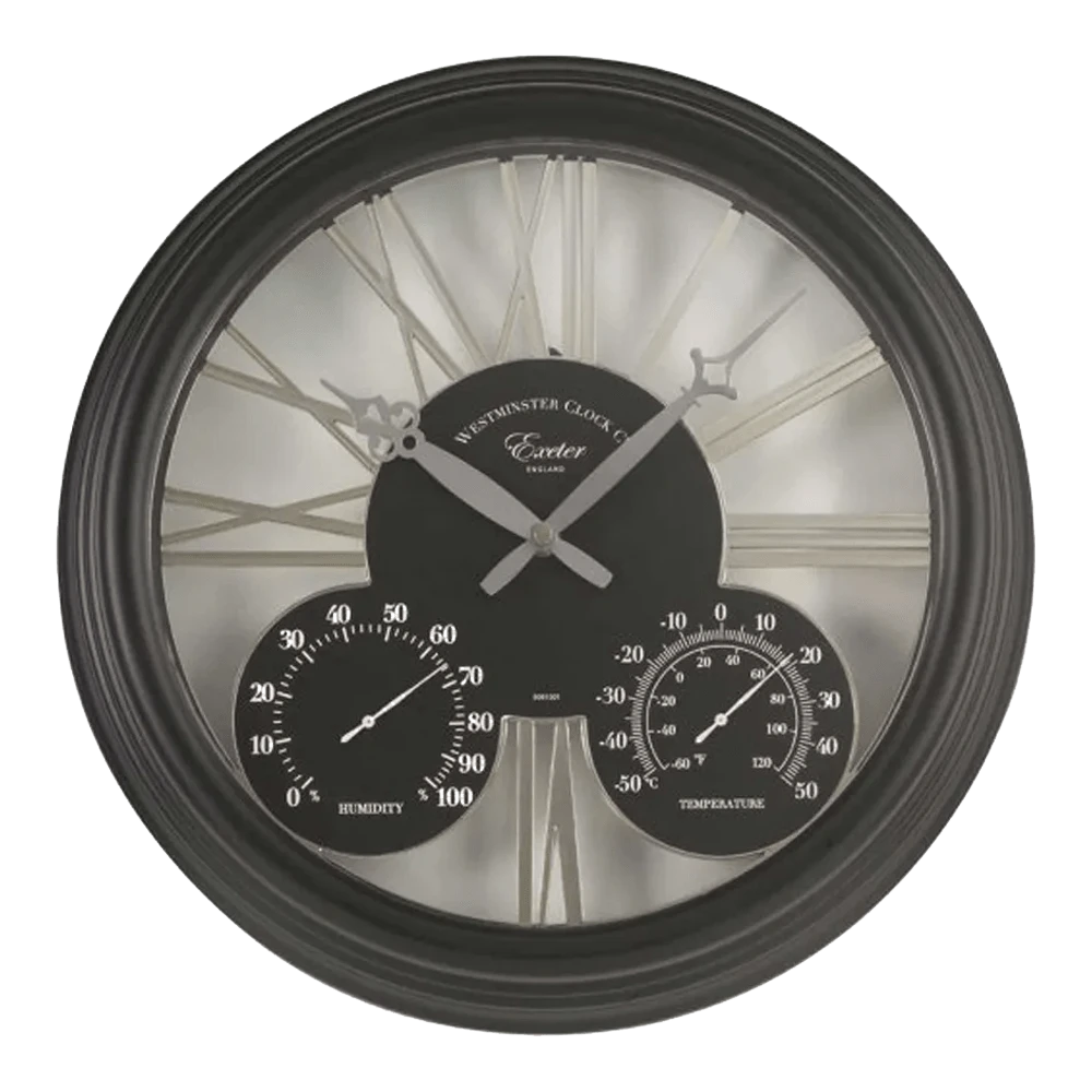 Buitenklok Exeter - 3in1 - 38cm - Zwart Buitenklok Exeter - 3in1 - 38cm - Zwart -Buitentuinwinkel