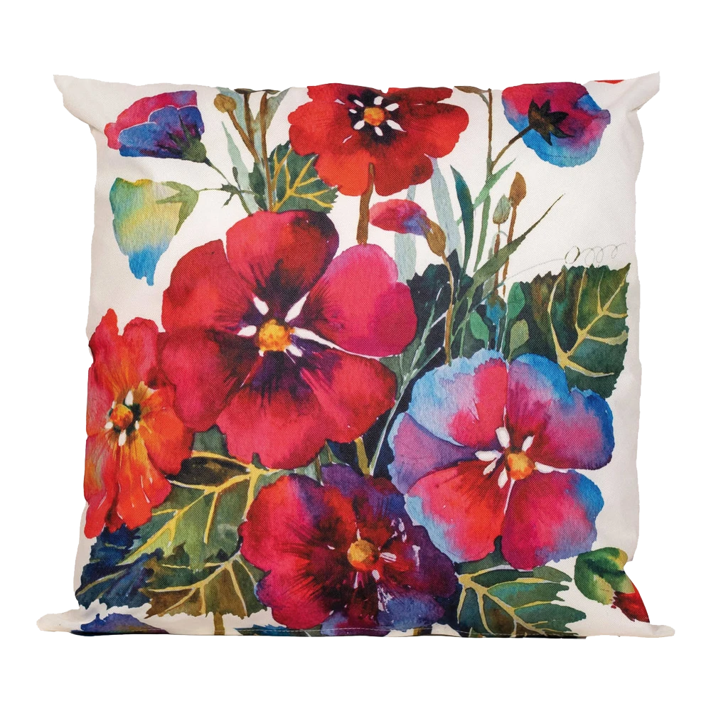 Buitenkussen rode bloemen 45x45cm - Tuinkussen Buitenkussen Rode Bloemen 45x45cm - Tuinkussen -Buitentuinwinkel