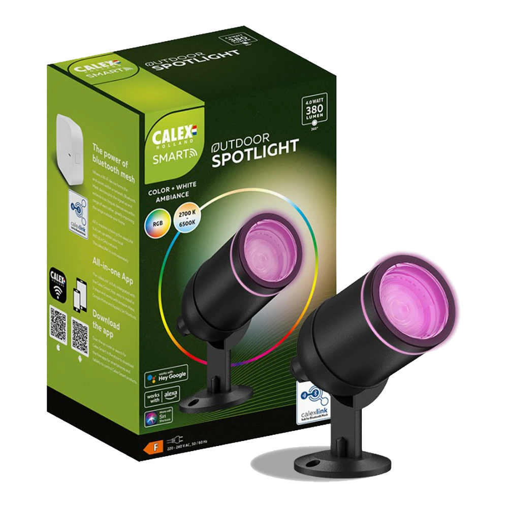 Calex Smart Outdoor Tuinspot RGB CCT 200cm Kabel Met Plug - 4W 380lm -Buitentuinwinkel