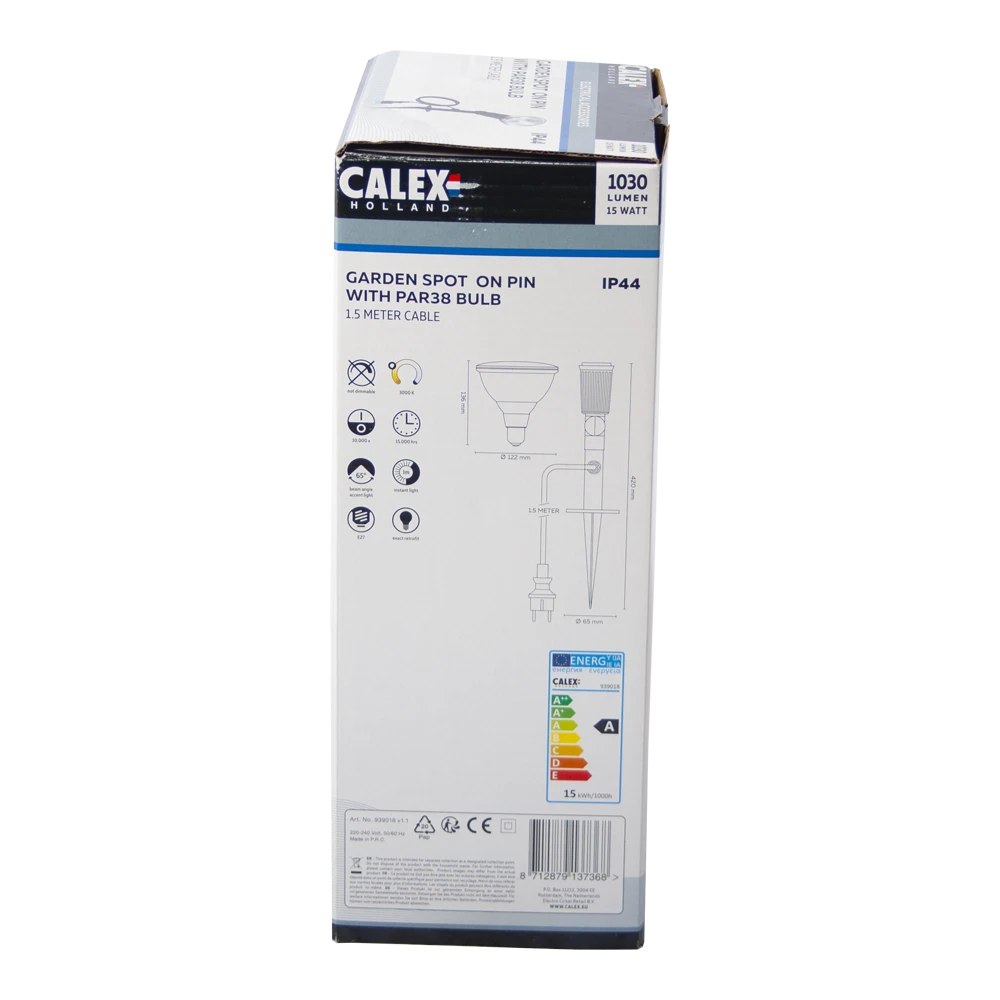 Calex Tuinspot Op Spies Compleet Met 1.5m Kabel En Par38 LED Lamp - 15W - E27 - 3000K -Buitentuinwinkel
