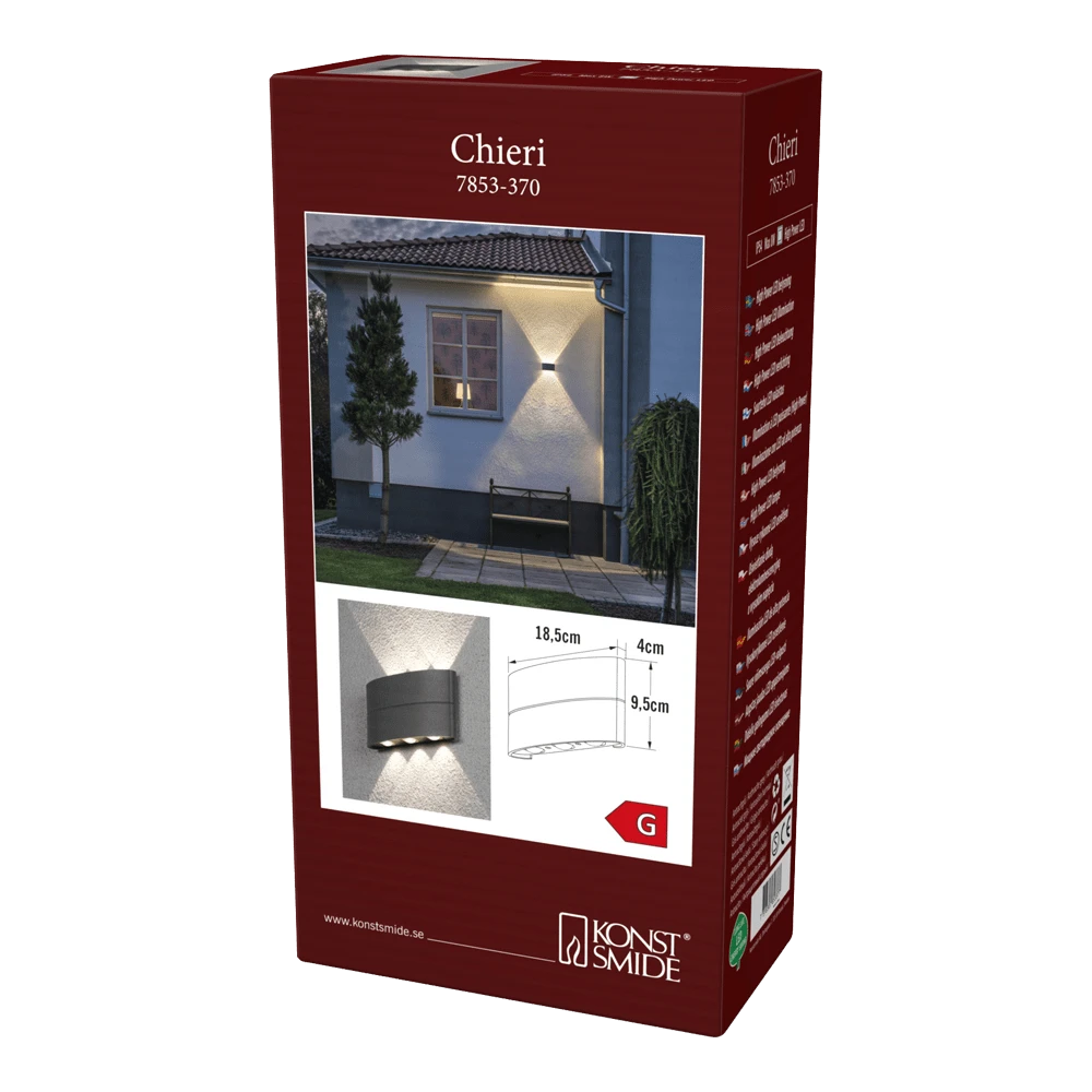 Konstsmide Chieri PowerLED 230V Wandlamp Flush Double Three LED, 6x 1.33W -Buitentuinwinkel