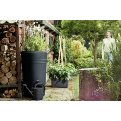 Elho Regenton - Green Basics - 200L - Zwart -Buitentuinwinkel elho regenton green basics 200l zwart 5 1