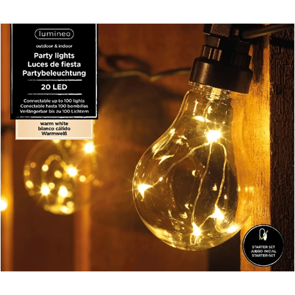 Feestverlichting 20 Micro LED Steady buiten - 950cm - Warm wit Lumineo Feestverlichting 20 Micro LED Steady Buiten - 950cm - Warm Wit -Buitentuinwinkel feestverlichting 20 micro led steady buiten 950cm warm wit netstroom 1