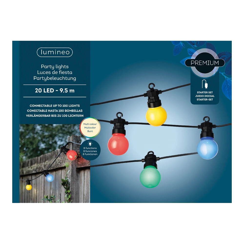 Feestverlichting lichtsnoer - Bolvorm - Twinkel effect - 950cm - 20 LEDS - Multi Lumineo Feestverlichting Lichtsnoer - Bolvorm - Twinkel Effect - 950cm - 20 LEDS - Multi -Buitentuinwinkel feestverlichting lichtsnoer bolvorm twinkel effect 950cm 20 leds multi netstroom 1 3
