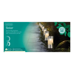 Lumineo LED Solar Tuinlamp - D6 X H14cm - RVS - 10st.