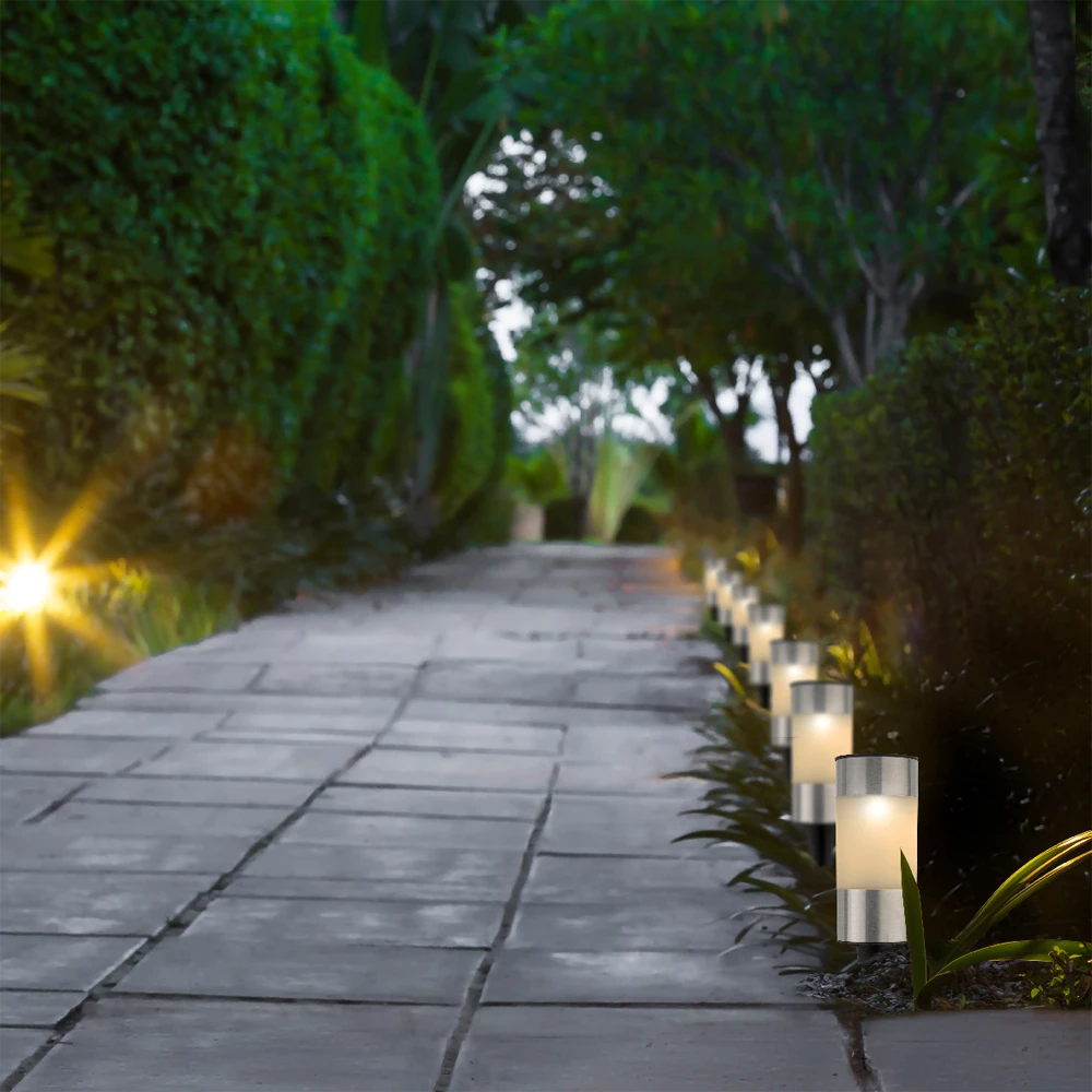 LED solar tuinlamp - d6 x h14cm - RVS - 10st. Lumineo LED Solar Tuinlamp - D6 X H14cm - RVS - 10st. -Buitentuinwinkel