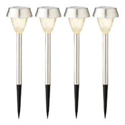 Lumineo LED Solar Tuinlamp - RVS - D8 X H22cm - RVS - 4st. 3 Lumineo LED Solar Tuinlamp - RVS - D8 X H22cm - RVS - 4st. -Buitentuinwinkel led solar tuinlamp rvs d8 x h22cm rvs 4st solar 4 3