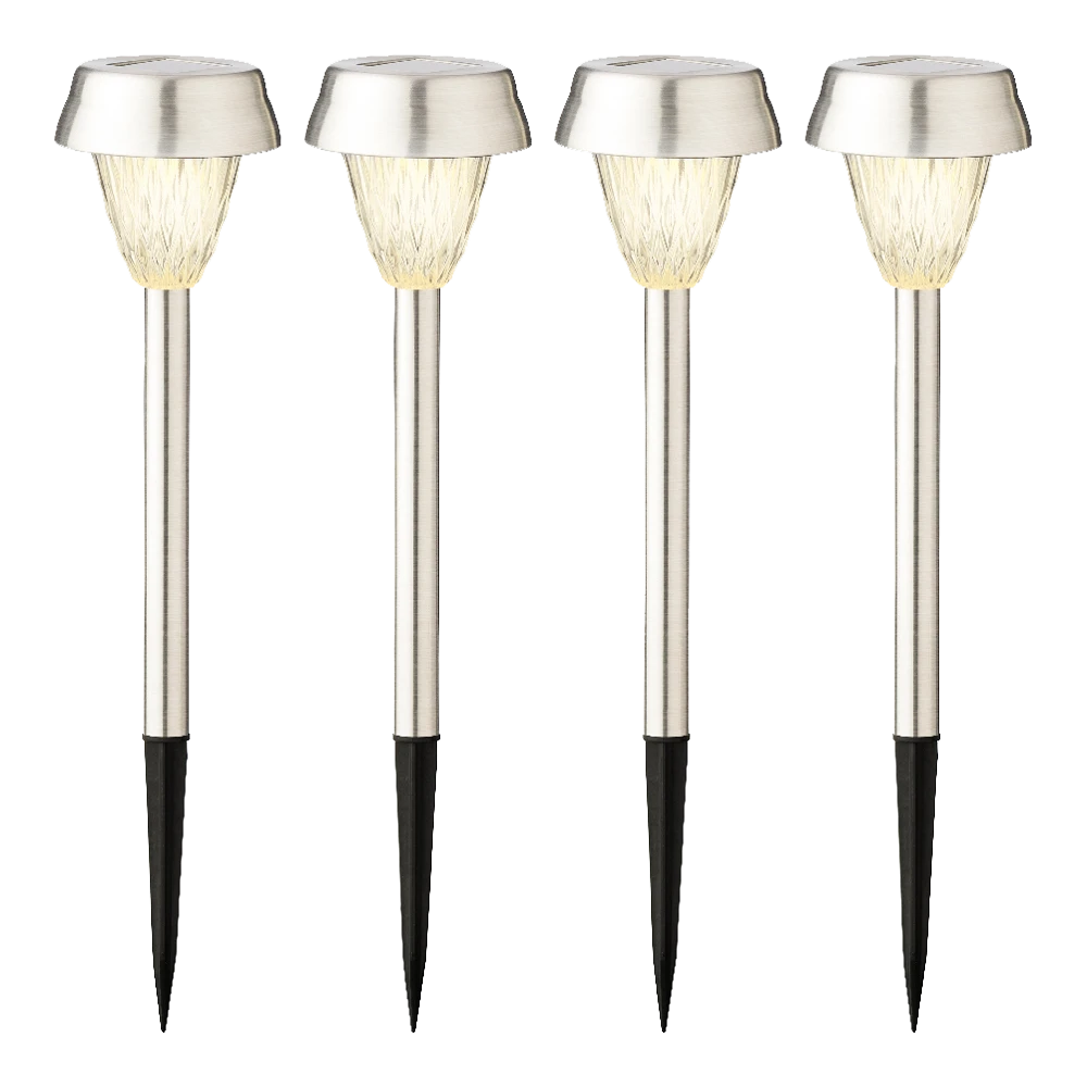 LED solar tuinlamp - RVS - d8 x h22cm - RVS - 4st. Lumineo LED Solar Tuinlamp - RVS - D8 X H22cm - RVS - 4st. -Buitentuinwinkel