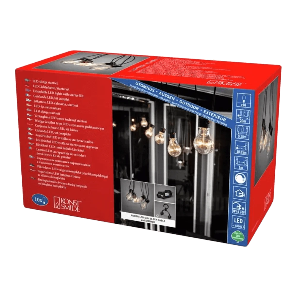 Lichtsnoer Feestverlichting Peer LED Koppelbaar + Dimbaar - Startset - 10m - 20 LED's - Konstsmide -Buitentuinwinkel lichtsnoer feestverlichting peer led koppelbaar dimbaar startset 10m 20 led s 5