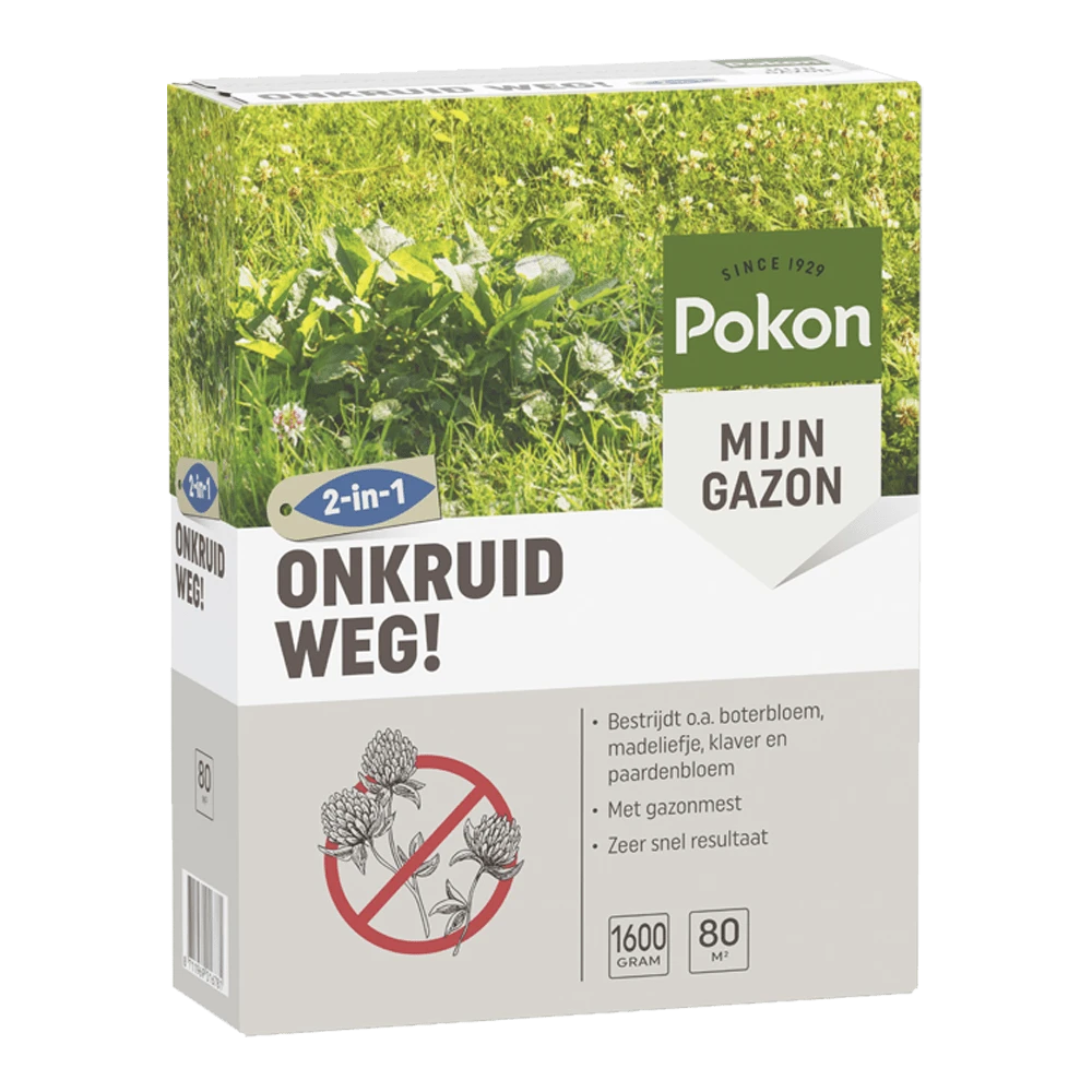 Pokon Onkruid Weg! 1,6kg Voor 80mu00b2 - Onkruid En Aanslag -Buitentuinwinkel pokon onkruid weg 1 6kg voor 80m onkruid en aanslag 1 1