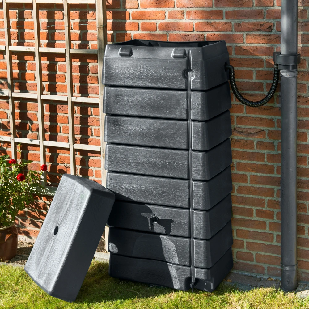 Regentank 276L kunststof - Antraciet - H135x60x40cm - Nature Regentank 276L Kunststof - Antraciet - H135x60x40cm - Nature -Buitentuinwinkel