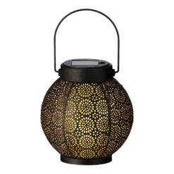 Lumineo Solar Lantaarn - LED - D14 X H16cm - Zwart/Goud 2 Lumineo Solar Lantaarn - LED - D14 X H16cm - Zwart/Goud -Buitentuinwinkel solar lantaarn led d14 x h16cm zwart goud solar 3 3