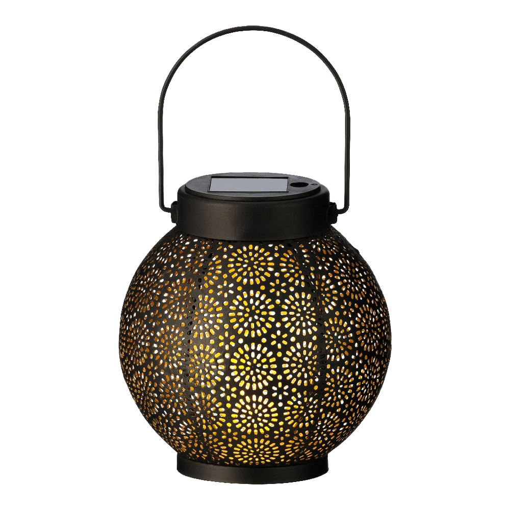 Solar lantaarn - LED - d14 x h16cm - Zwart/Goud Lumineo Solar Lantaarn - LED - D14 X H16cm - Zwart/Goud -Buitentuinwinkel