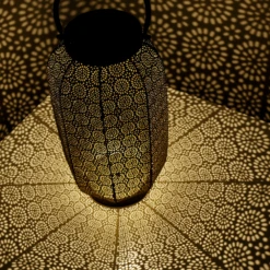 Lumineo Solar Lantaarn - LED - D20 X H36cm - Zwart/Goud -Buitentuinwinkel solar lantaarn led d20 x h36cm zwart goud solar 4 3