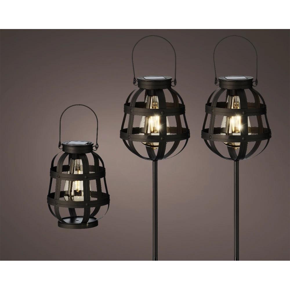 Solar Set met tuinlamp en lantaarn - LED - d14 x h80cm - Zwart - 3st. Lumineo Solar Set Met Tuinlamp En Lantaarn - LED - D14 X H80cm - Zwart - 3st. -Buitentuinwinkel