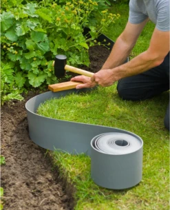 Tuinborderrand PE Grijs 3mm - 10x0,15m - Nature -Buitentuinwinkel tuinborderrand pe grijs 3mm 10x0 15m nature 3