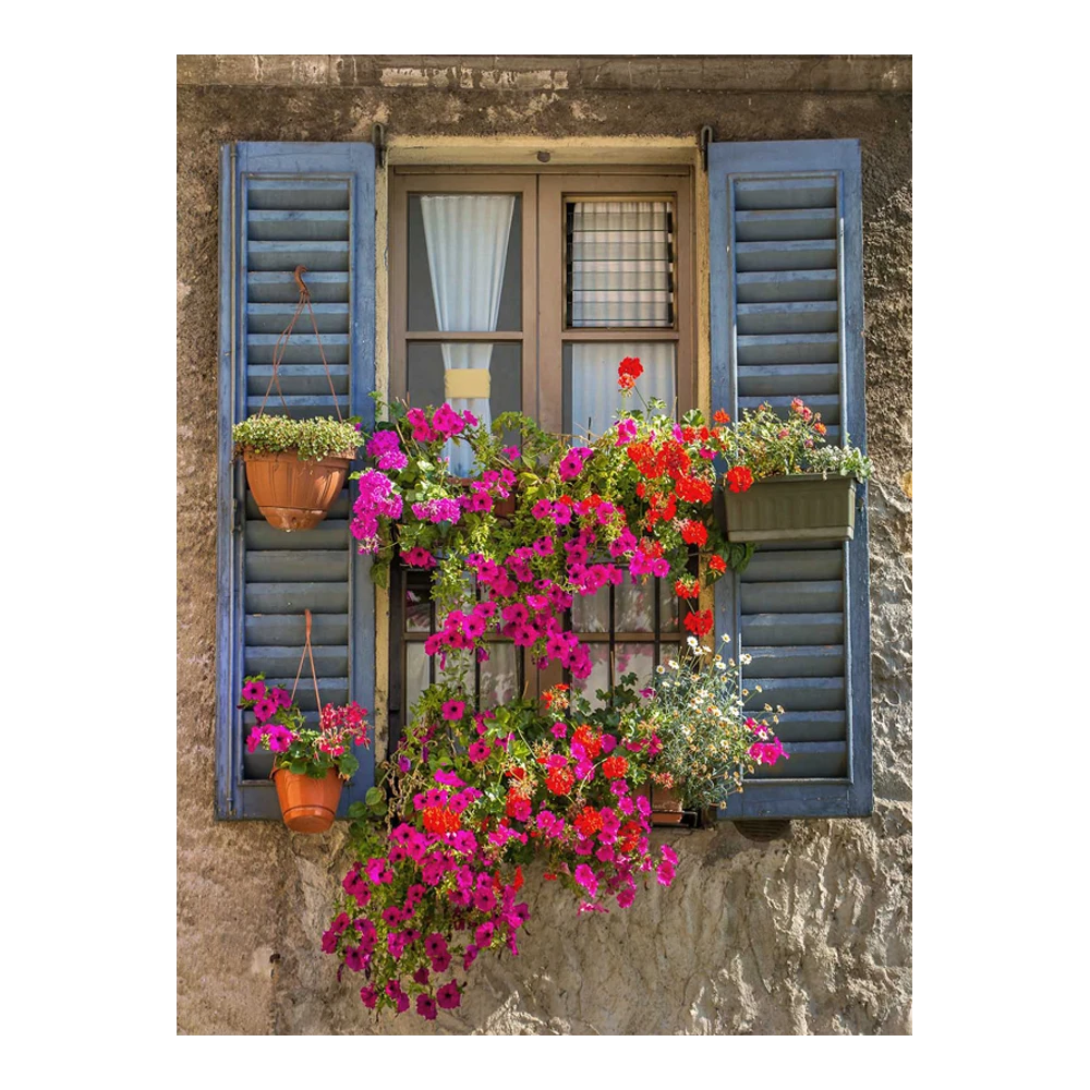 Tuinposter Kozijn met bloemen - 60x80cm Tuinposter Kozijn Met Bloemen - 60x80cm -Buitentuinwinkel