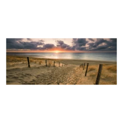 Tuinposter Strand Ondergaande Zon - 110x45cm