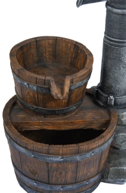 Waterornament Pomp Met Vaten - 74cm Hoog - Polystone -Buitentuinwinkel waterornament pomp met vaten 74cm hoog polystone 3